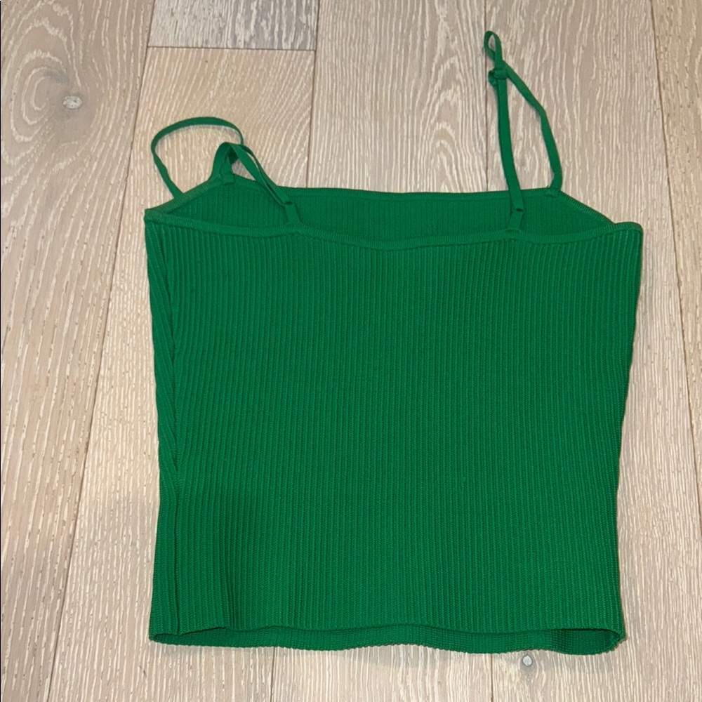 Green Ribbed Women's Top - Picture 2 of 3